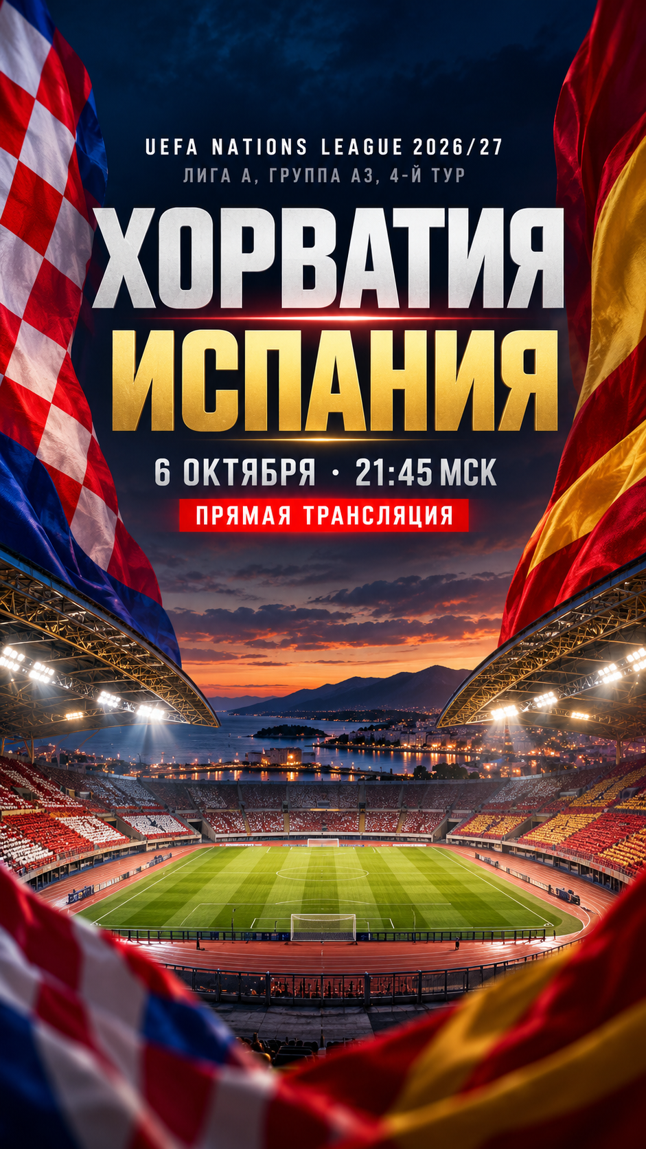 Хорватия — Испания, Лига наций УЕФА 2026/27, прямая трансляция